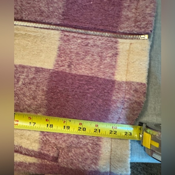 Avec Les Filles Plaid Sherpa Shacket Jacket Burgundy/Pink Cream Size S - Picture 8 of 8